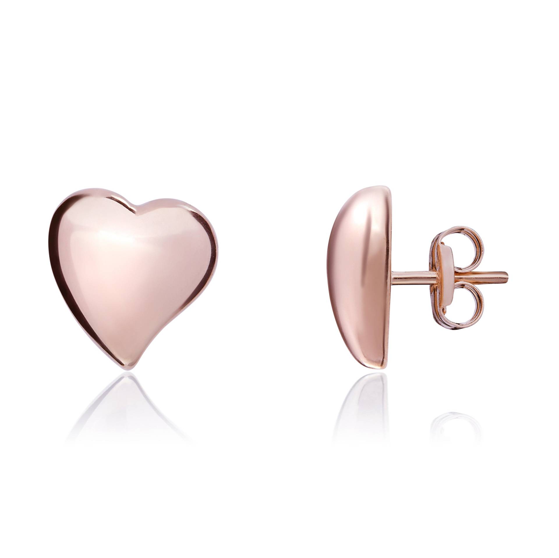 9 Karat Rosegold Polierte Herz Ohrstecker 9 Karat Rosegold Polierte Herz Ohrstecker von EinatsBoutique