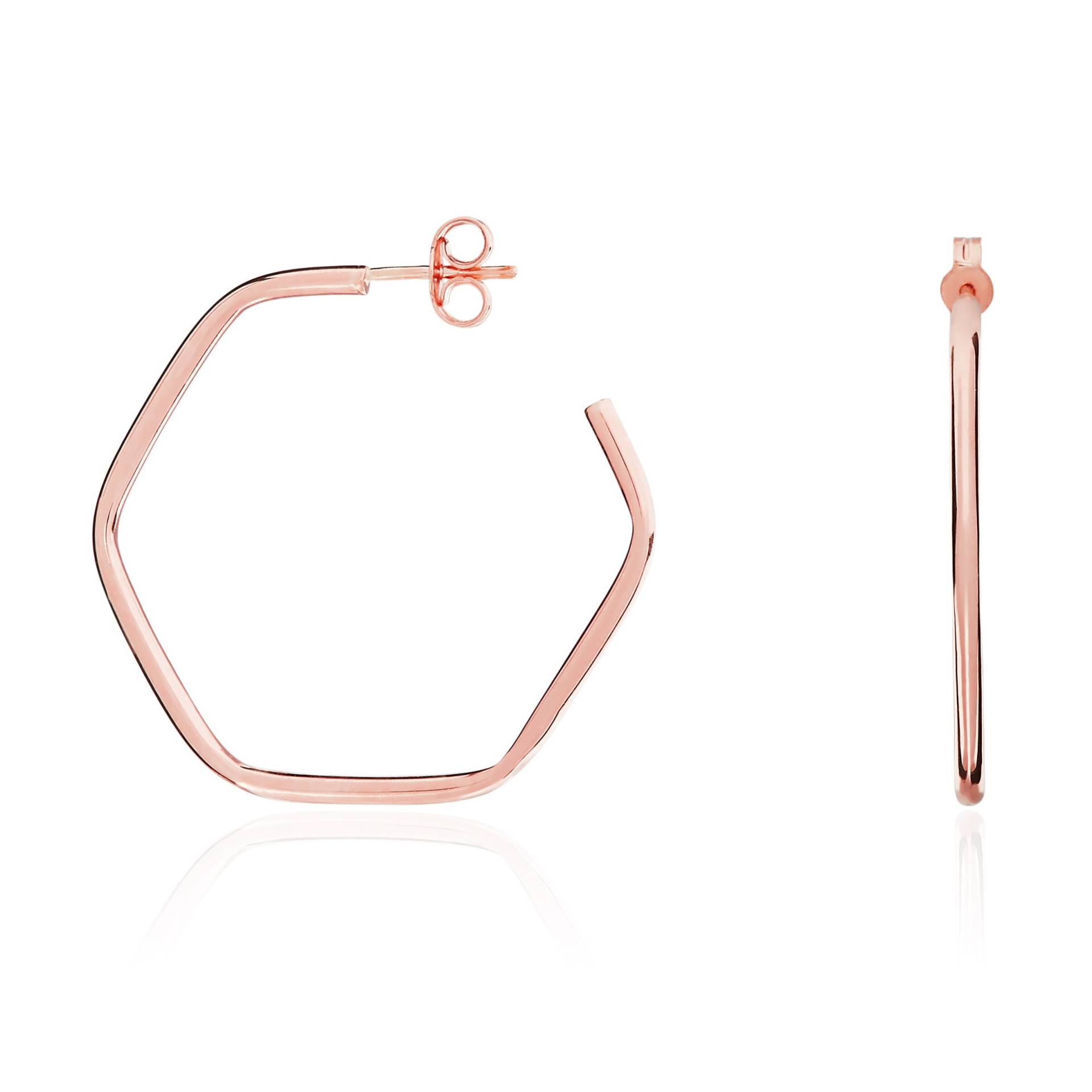 9 Karat Rosegold Hexagon Peg & Spiral Hoop Ohrringe 9 Karat Rosegold Hexagon Peg & Spiral Hoop Ohrringe von EinatsBoutique