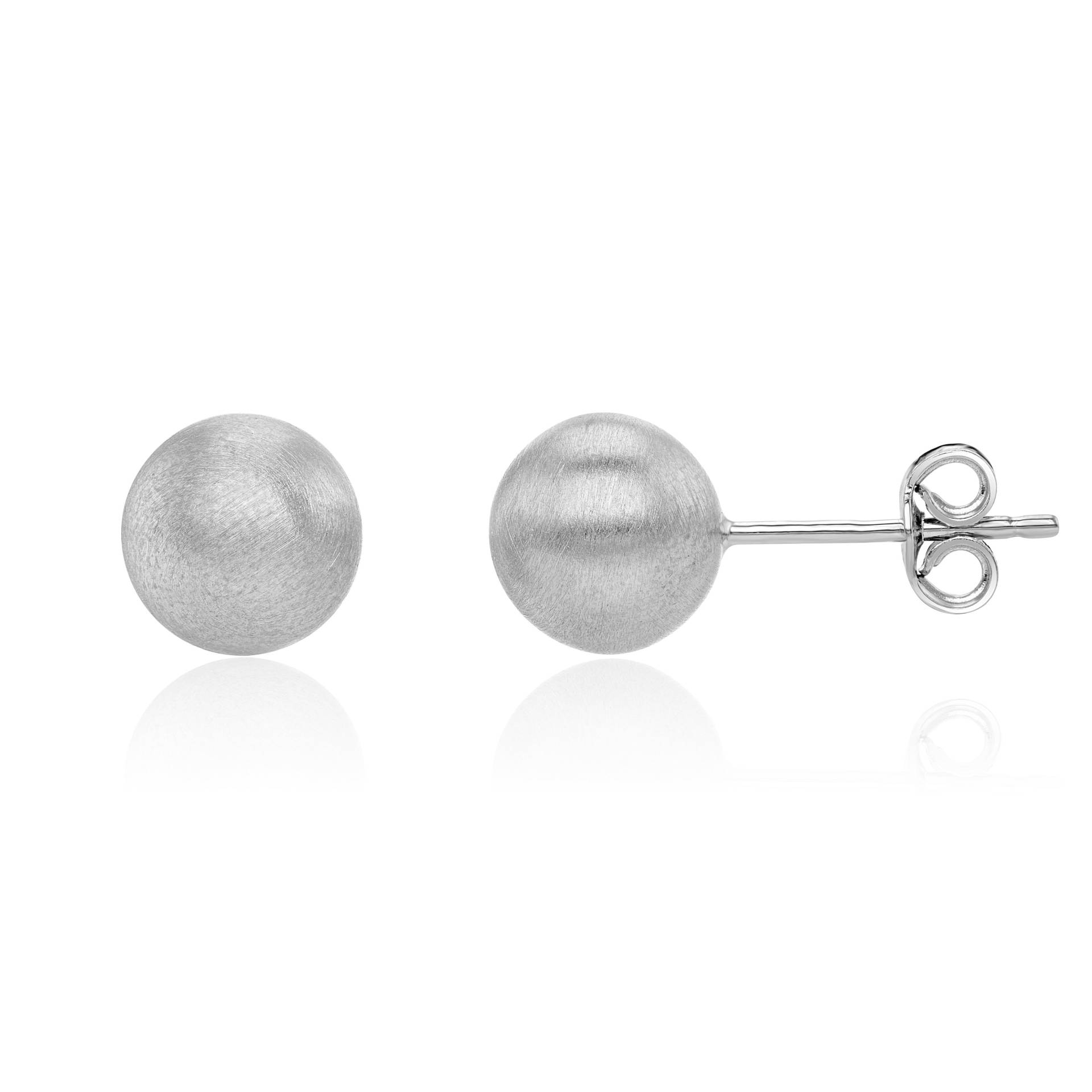 9 Karat Weißgold Satinkugel Ohrstecker, 8 Mm 9 Karat Weißgold Satinkugel Ohrstecker, 8 Mm von EinatsBoutique