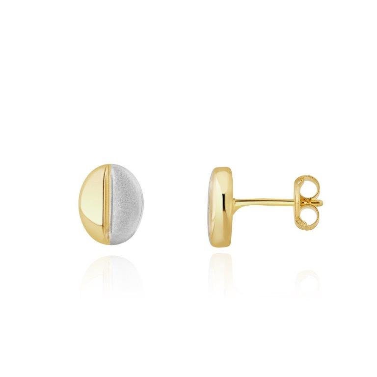 9 Karat Zweifarbige Weiß/Gelbgold Kaffeebohne-Ohrstecker 9 Karat Zweifarbige Weiß/Gelbgold Kaffeebohne-Ohrstecker von EinatsBoutique