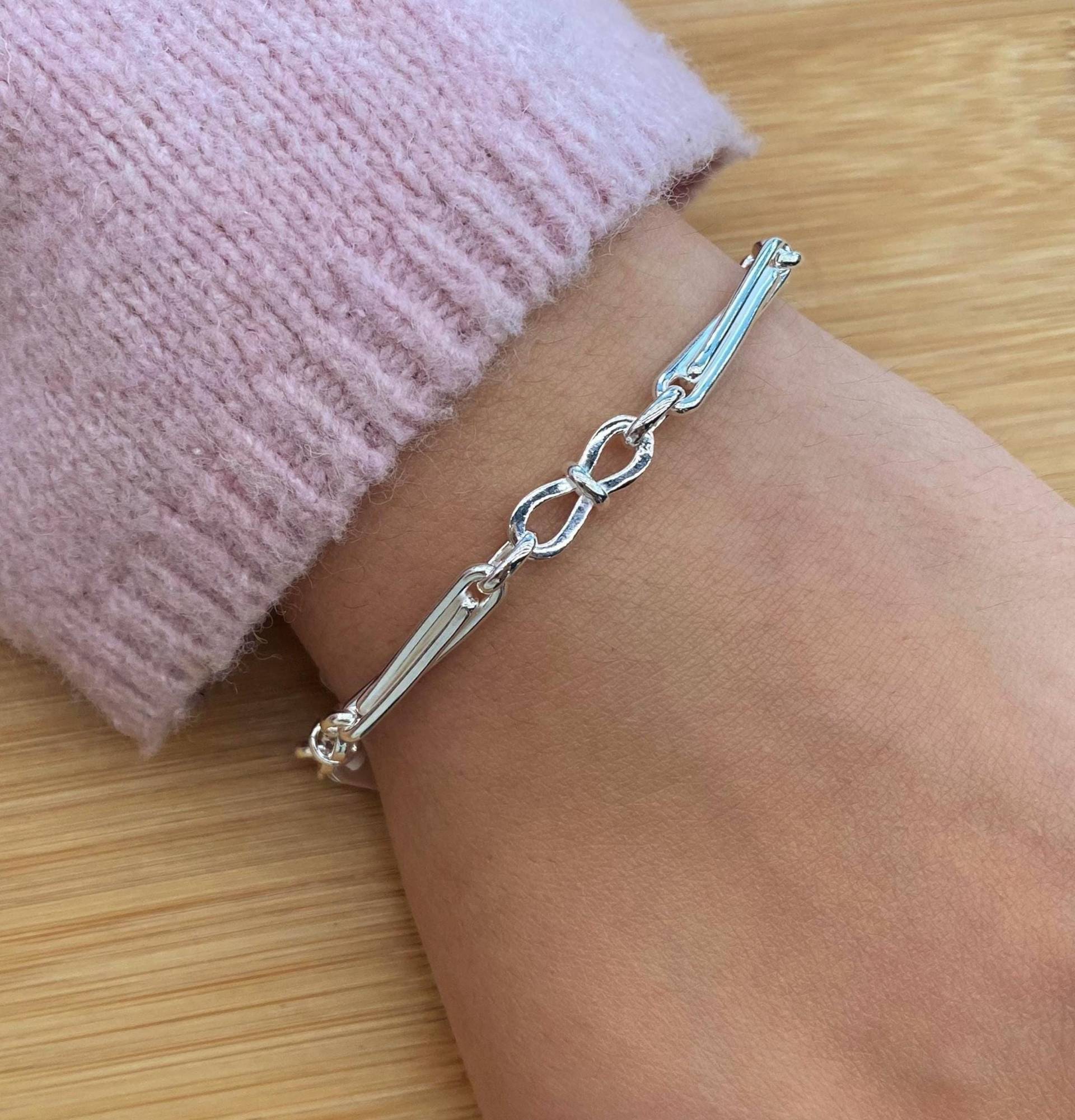 Handgemachtes 925 Sterling Silber Infinity Posaune Armband, 19 cm Handgemachtes 925 Sterling Silber Infinity Posaune Armband, 19 cm von EinatsBoutique