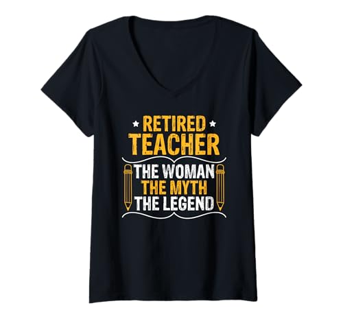 Damen Lehrerin im Ruhestand Frau Mythos Legende Stilvoll T-Shirt mit V-Ausschnitt Damen Lehrerin im Ruhestand Frau Mythos Legende Stilvoll T-Shirt mit V-Ausschnitt von Eindrucksvolle Lehrerinnen mit Charakter