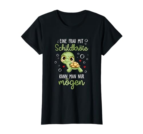 Eine Frau mit Schildkröte kann man nur mögen Schildkröten T-Shirt von Eine Frau mit Schildkröte kann man nur mögen