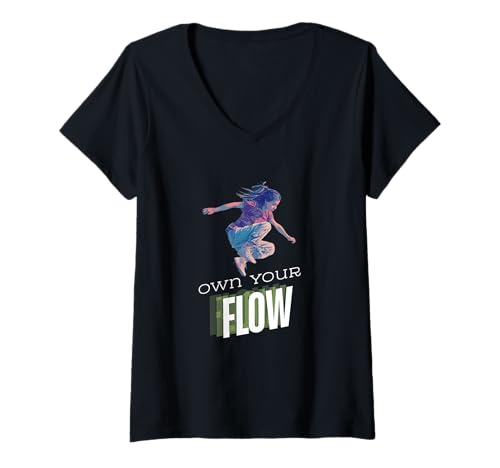 Damen Own your flow - Parkour - Traceur - Traceurin - Bewegung T-Shirt mit V-Ausschnitt Damen Own your flow - Parkour - Traceur - Traceurin - Bewegung T-Shirt mit V-Ausschnitt von Eine Prise Konfetti