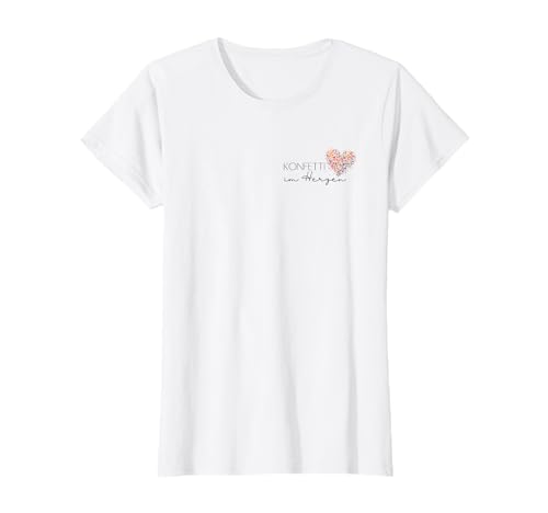 Eine Prise Konfetti - Damen T-Shirt, Klassisch, Weiß, Kurzarm, XS, Affirmation, Herz, Konfetti, Positivität, Lebensfreude Eine Prise Konfetti - Damen T-Shirt, Klassisch, Weiß, Kurzarm, XS, Affirmation, Herz, Konfetti, Positivität, Lebensfreude von Eine Prise Konfetti