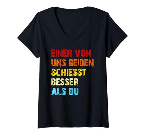 Damen Einer Von Uns Beiden Schiesst Besser Als Du T-Shirt mit V-Ausschnitt Damen Einer Von Uns Beiden Schiesst Besser Als Du T-Shirt mit V-Ausschnitt von Einer von uns Beiden schiesst besser als du 2025