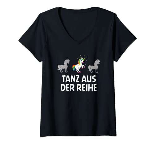 Damen Be Different Mut Einhorn verrückt Tanzen Tanz aus der Reihe T-Shirt mit V-Ausschnitt von Einfach mal aus der Reihe Tanzen Einhorn