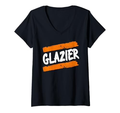 Damen Glaser Handwerk Stolz Minimalistische Kunst T-Shirt mit V-Ausschnitt Damen Glaser Handwerk Stolz Minimalistische Kunst T-Shirt mit V-Ausschnitt von Einfache Glaserästhetik Für Profis
