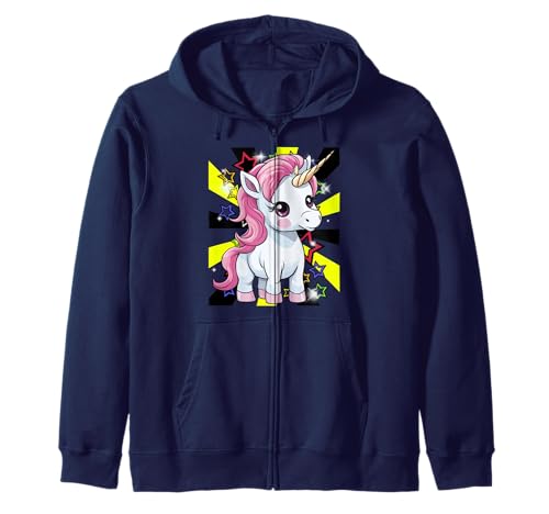 Einhorn Einhörner Pferd 60er Pferde Mädchen Fabeltier Retro Kapuzenjacke von Einhörner Pferde Märchen Pferd Schloss
