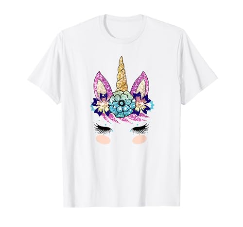 Einhorn Gesicht Mit Blumen Wimpern Für Damen, Herren, Kinder T-Shirt von Einhorn Artikel von JOHN ROMEO