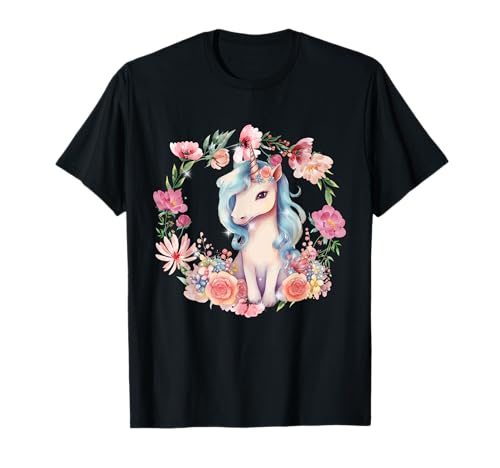 Blumen Einhorn Einhörner Vintage Kind Pferd Pferde Mädchen T-Shirt Blumen Einhorn Einhörner Vintage Kind Pferd Pferde Mädchen T-Shirt von Einhorn Einhörner Fabeltier