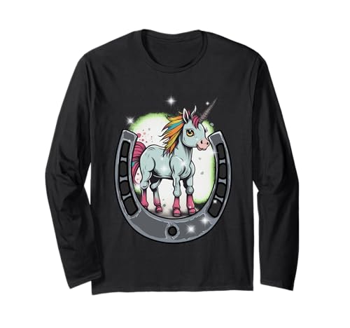 Einhorn Pferd Pferde Mädchen Einhörner Kinder Hufeisen Langarmshirt von Einhorn Einhörner Fabeltier