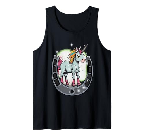 Einhorn Pferd Pferde Mädchen Einhörner Kinder Hufeisen Tank Top von Einhorn Einhörner Fabeltier