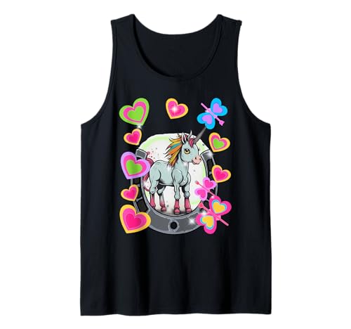 Geburtstag Einhorn Einhörner Herz Pferde Hufeisen Mädchen Tank Top von Einhorn Einhörner Fabeltier