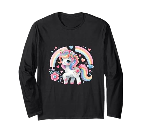 Kinder Einhorn Fabelwesen Pferde Mädchen Regenbogen Langarmshirt von Einhorn Einhörner Fabeltier