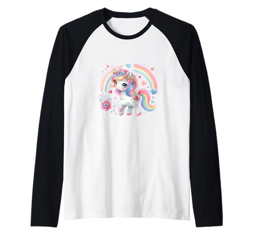 Kinder Einhorn Fabelwesen Pferde Mädchen Regenbogen Raglan von Einhorn Einhörner Fabeltier