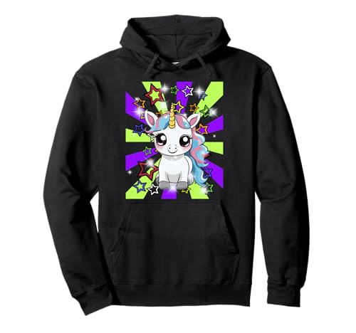 Kinder Mädchen Jugen Retro 60er Einhorn Pferd Pullover Hoodie von Einhorn Einhörner Fabeltier
