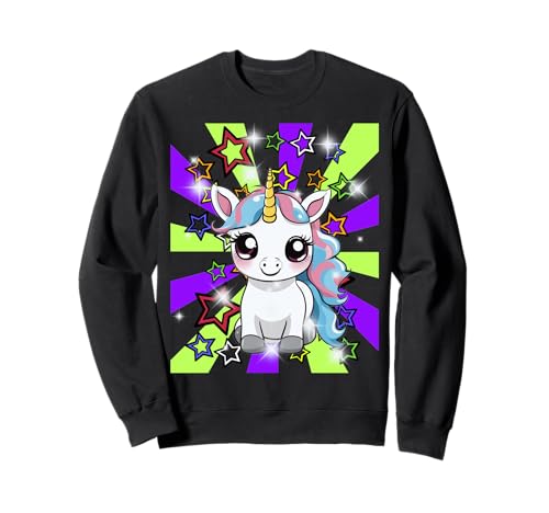 Kinder Mädchen Jugen Retro 60er Einhorn Pferd Sweatshirt von Einhorn Einhörner Fabeltier