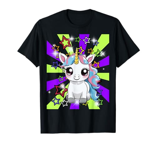 Kinder Mädchen Jugen Retro 60er Einhorn Pferd T-Shirt von Einhorn Einhörner Fabeltier