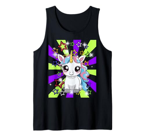 Kinder Mädchen Jugen Retro 60er Einhorn Pferd Tank Top von Einhorn Einhörner Fabeltier