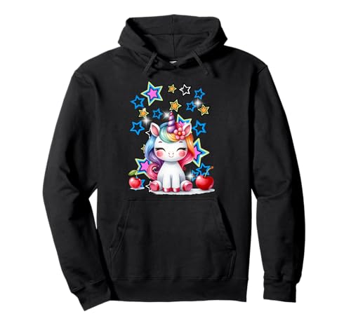 Retro 60er Kirsche Einhorn Kinder Mädchen Jungen Pullover Hoodie von Einhorn Einhörner Fabeltier