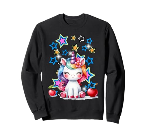 Retro 60er Kirsche Einhorn Kinder Mädchen Jungen Sweatshirt von Einhorn Einhörner Fabeltier