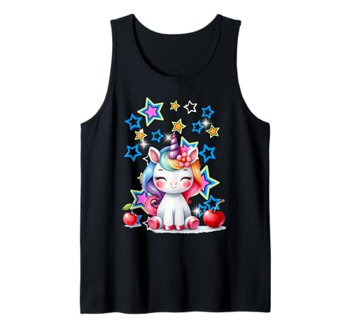 Retro 60er Kirsche Einhorn Kinder Mädchen Jungen Tank Top von Einhorn Einhörner Fabeltier