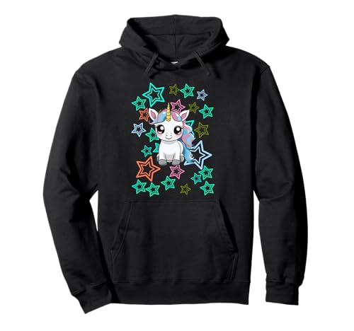 Retro Kind Sterne 80er Einhorn Fabeltier Mädchen Jungen 60er Pullover Hoodie von Einhorn Einhörner Fabeltier