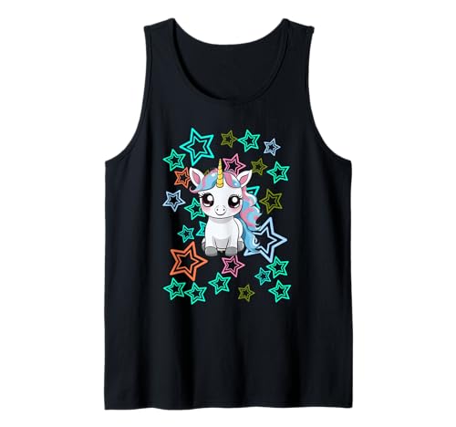Retro Kind Sterne 80er Einhorn Fabeltier Mädchen Jungen 60er Tank Top von Einhorn Einhörner Fabeltier