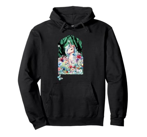 Wald Blumen Natur Einhorn Frau Mädchen Kind Teenie Pferde Pullover Hoodie Wald Blumen Natur Einhorn Frau Mädchen Kind Teenie Pferde Pullover Hoodie von Einhorn Einhörner Fabeltier