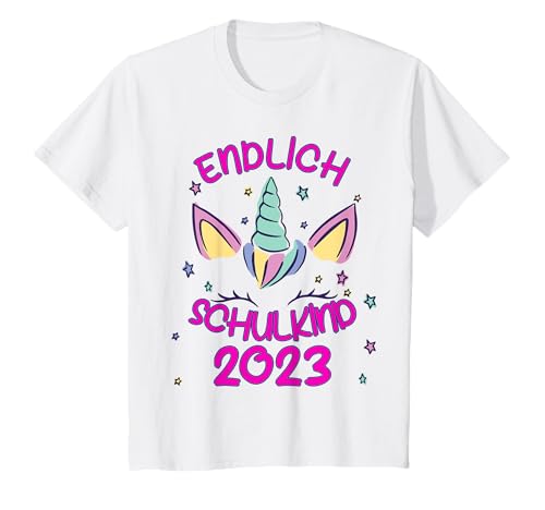 Kinder Endlich Schulkind Mädchen Einhorn Schulanfang 2023 T-Shirt Kinder Endlich Schulkind Mädchen Einhorn Schulanfang 2023 T-Shirt von Einhorn Einschulung Schule Schulkind Designs