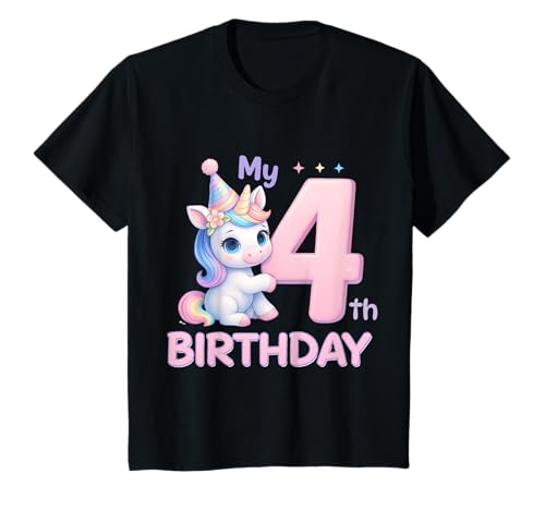 Kinder Mein 4 Geburtstag Einhorn Mädchen Kinder 4 Jahre T-Shirt von Einhorn Geburtstag Kinder Mädchen