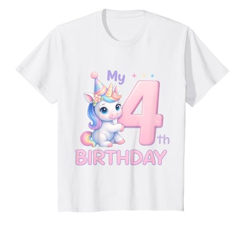 Kinder Mein 4 Geburtstag Einhorn Mädchen Kinder 4 Jahre T-Shirt von Einhorn Geburtstag Kinder Mädchen