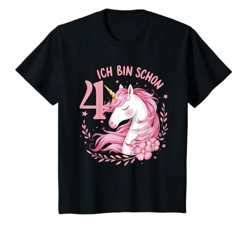 4. Geburtstag Mädchen Pferd 4 Jahre Einhorn Geburtstags T-Shirt von Einhorn Geburtstag Kindergeburtstag Geschenk Pferd