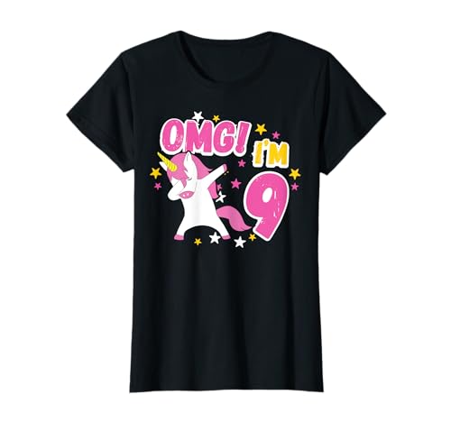 9. Geburtstag Mädchen süßes Einhorn Geschenk 9 Jahre alt T-Shirt von Einhorn Geburtstag Mädchen süße Geschenkideen