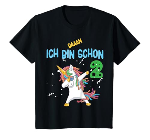 Geburtstagsoutfit Mädchen 2 Jahre Ich bin 2 Dabbing Einhorn T-Shirt von Einhorn Geburtstagsgeschenk für 2 jährige Mädchen