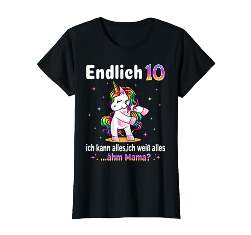 10 Geburtstag Mädchen 10 Jahre Party Outfit Lustiges Einhorn T-Shirt von Einhorn Geburtstagsgeschenk für Mädchen