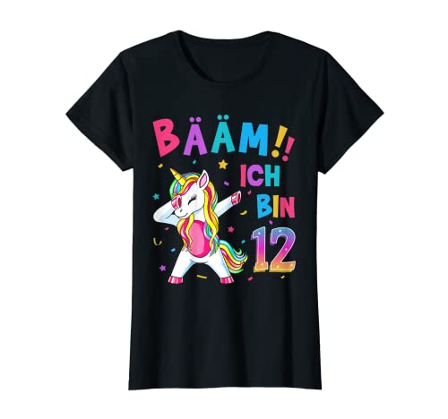 12 Geburtstag Mädchen 12 Jahre Tanzendes Lustiges Einhorn T-Shirt von Einhorn Geburtstagsgeschenk für Mädchen