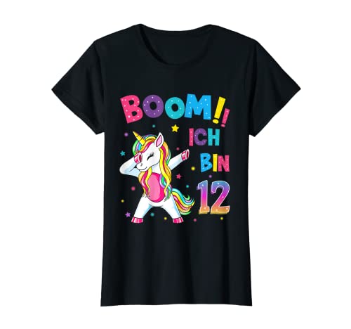 12 Geburtstag Mädchen 12 Jahre Tanzendes Lustiges Einhorn T-Shirt von Einhorn Geburtstagsgeschenk für Mädchen