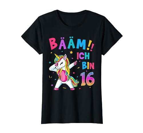 16 Geburtstag Mädchen 16 Jahre Tanzendes Lustiges Einhorn T-Shirt von Einhorn Geburtstagsgeschenk für Mädchen