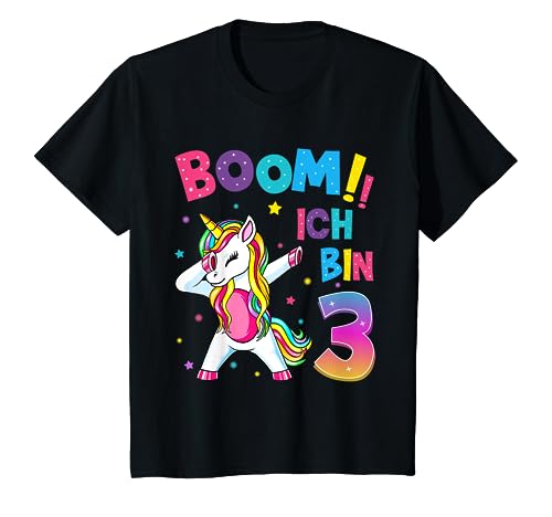 Kinder 3 Geburtstag Mädchen 3 Jahre Tanzendes Lustiges Einhorn T-Shirt von Einhorn Geburtstagsgeschenk für Mädchen