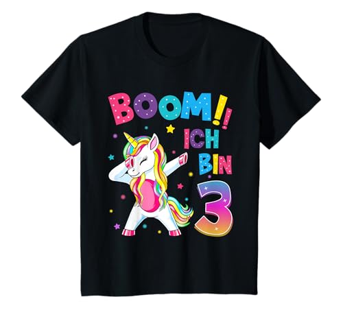 Kinder 3 Geburtstag Mädchen 3 Jahre Tanzendes Lustiges Einhorn T-Shirt von Einhorn Geburtstagsgeschenk für Mädchen