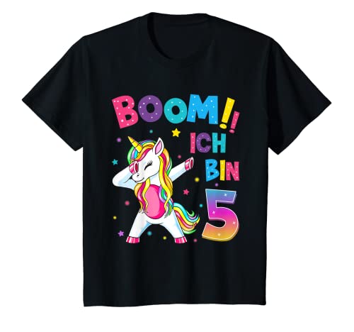 Kinder 5 Geburtstag Mädchen 5 Jahre Tanzendes Lustiges Einhorn T-Shirt von Einhorn Geburtstagsgeschenk für Mädchen