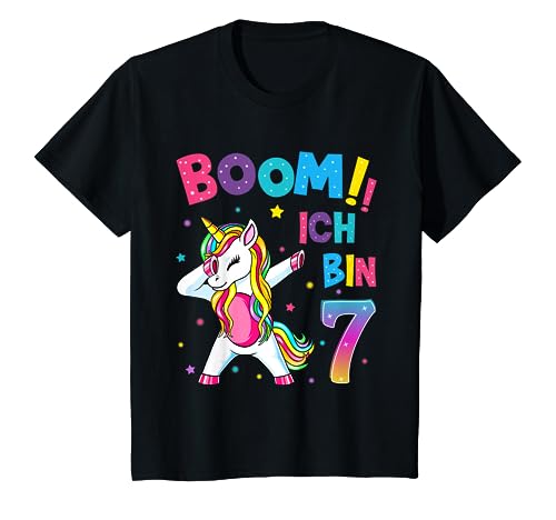 Kinder 7 Geburtstag Mädchen 7 Jahre Tanzendes Lustiges Einhorn T-Shirt von Einhorn Geburtstagsgeschenk für Mädchen