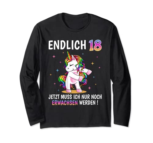 18 Geburtstag Mädchen Frauen Party Outfit Lustiges Einhorn Langarmshirt von Einhorn Geburtstagsgeschenke für Frauen
