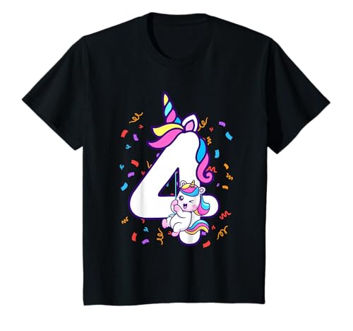 4. Geburtstag Einhorn Mädchen 4 Jahre Einhorn Geschenk T-Shirt von Einhorn Geburtstagsshirts & Geschenkideen