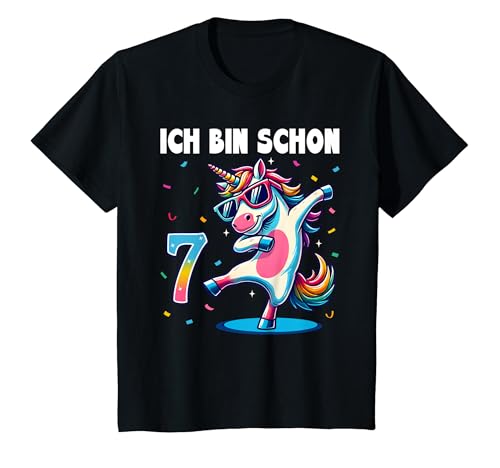 Kinder 7 Geburtstag Junge Mädchen Geschenke Party Outfit Einhorn T-Shirt von Einhorn Geschenke Zum Geburtstag