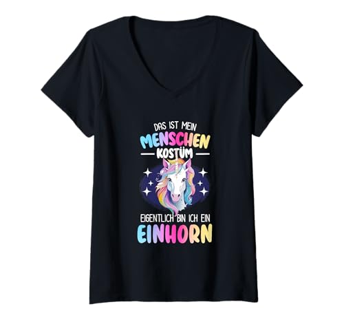 Damen Mein Menschen Kostüm Einhorn für Karneval und Fasching T-Shirt mit V-Ausschnitt Damen Mein Menschen Kostüm Einhorn für Karneval und Fasching T-Shirt mit V-Ausschnitt von Einhorn Kostüm Karneval Fasching Kostüm