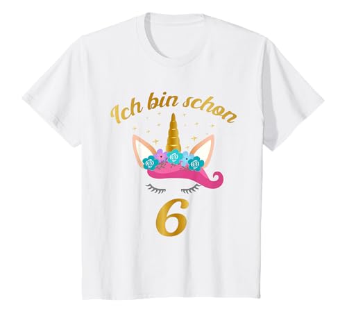 Kinder Ich bin schon 6 Mädchen Geburtstag Süßes Einhorn Geschenk T-Shirt von Einhorn Mädchen 6 Jahre Geburtstag