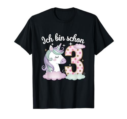 Mädchen Ich bin 3 Jahre alt 3. Geburtstag T-Shirt von Einhorn Mädchen Motive 3. Geburtstag